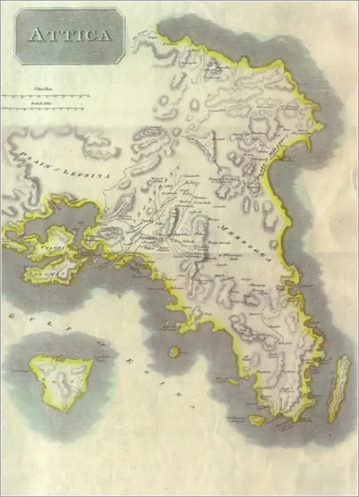 Χάρτης Αττικής παλαίτυπο